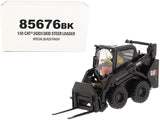 CAT Caterpillar 242D3 Wheeled Skid Steer Loader with Work Tools and Operator Special Black Paint "High Line Series" 1/50 Diecast Model by Diecast Masters-0