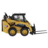 CAT Caterpillar 242D3 Wheeled Skid Steer Loader with Work Tools and Operator Yellow "High Line Series" 1/50 Diecast Model by Diecast Masters-1