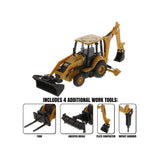 CAT Caterpillar 420 XE Backhoe Loader with Work Tools Yellow 1/64 Diecast Model by Diecast Masters-1