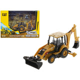 CAT Caterpillar 420 XE Backhoe Loader with Work Tools Yellow 1/64 Diecast Model by Diecast Masters-0