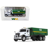 Mack Granite MP Refuse Garbage Truck with Tub-Style Roll-Off Container "Waste Management" White and Green 1/87 (HO) Diecast Model by First Gear-0